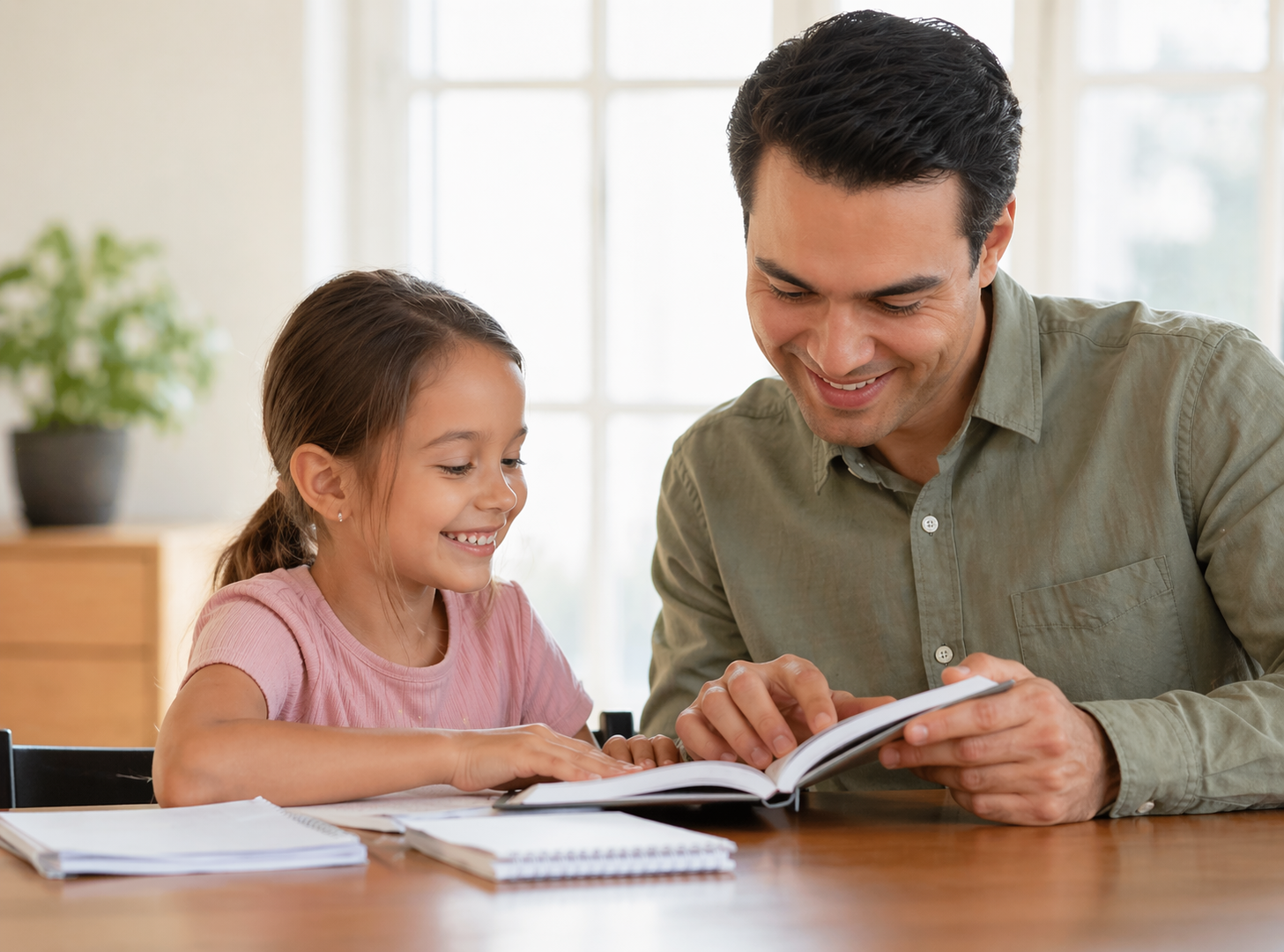 Homeschool parent reading with a smiling child